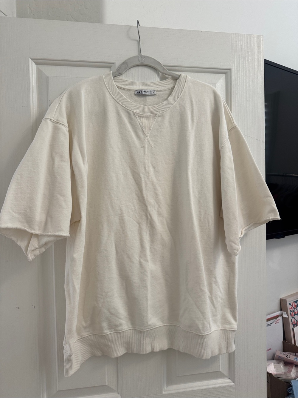 Zara short sleeve crew sweatshirt jacket